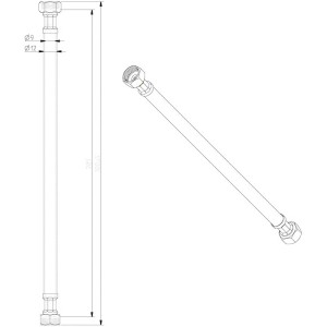 Schéma : Kit de raccordement de réservoir de chasse d'eau pour arrivée d'eau par l'arrière avec robinet d'équerre et tuyau.