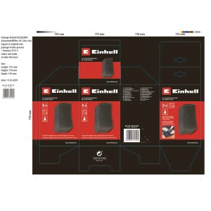 Emballage du kit de filtres en mousse Einhell, 5 pièces, pour aspirateurs eau et poussière.