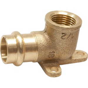 Raccordo a pressare a parete in bronzo rosso, 18 mm x 18,6 mm (Rp 1/2), per installazione tubi in rame.