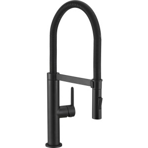 Miscelatore monocomando baliv KI-1980 nero opaco moderno con tubo flessibile per cucina.