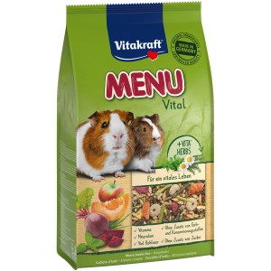 Vitakraft Aliment pour cochon d'Inde Menu Vital, paquet de 1 kg avec cochons d'Inde et légumes.