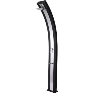 Doccia solare Steinbach Slim Line Duo, alluminio nero/cromo, con soffione e rubinetteria.