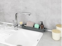 Wenko Spülorganizer Fino ausziehbar Kunststoff Grau Breite 36 - 49,5 cm