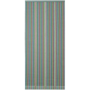 Rideau de porte anthracite à rayures colorées pour protection contre les insectes, 90x200 cm.