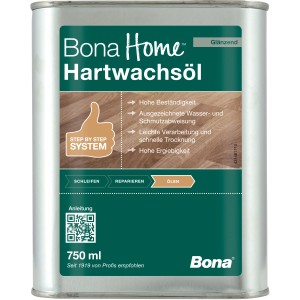 Bona Home Huile Cire Dure brillante, bidon de 750ml pour des planchers en bois résistants.
