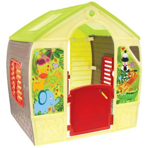 Maisonnette pour enfants MochToys Happy multicolore avec motifs d'animaux, pour intérieur et extérieur.