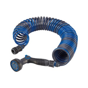 Set doccia LUX-TOOLS con tubo a spirale, 5 getti, blu/grigio.