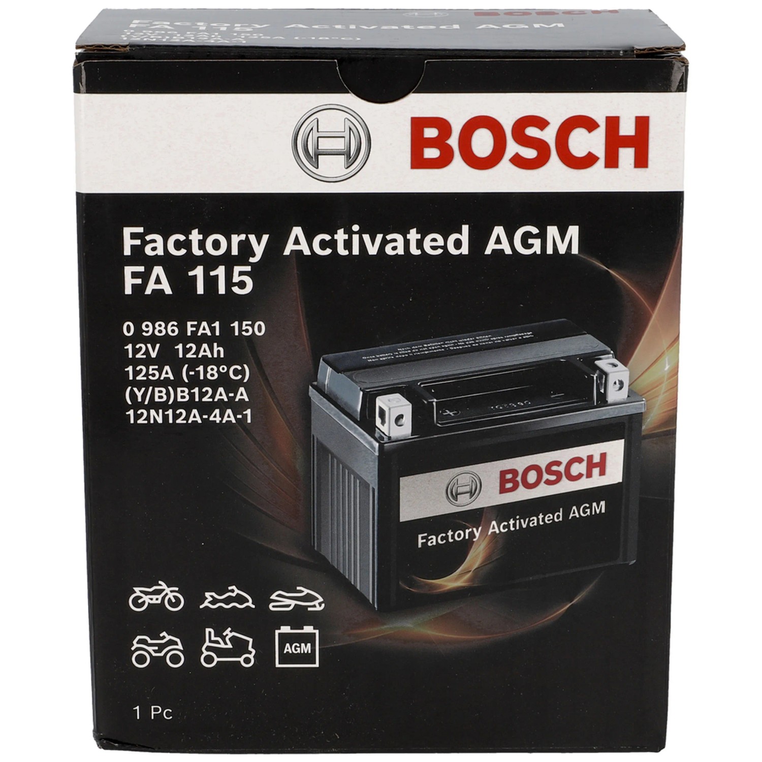 Bosch Motorradbatterie FA115 AGM 12 Ah / 125 A