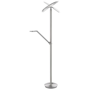 Moderna lampada da terra a LED Mondilux Vinci, alta 180 cm, con due luci in nickel.