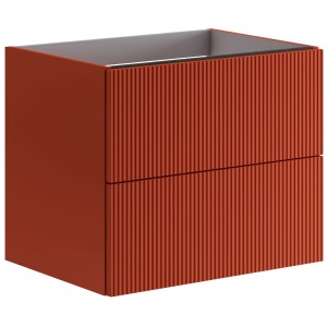 Meuble sous-vasque Opera paprika mat avec façades de tiroirs rainurées.