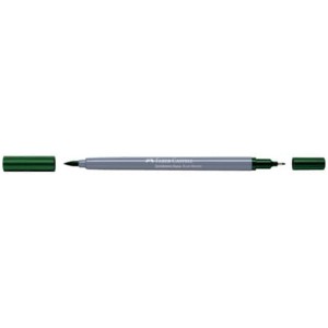 Faber-Castell Goldfaber Aqua Dual Marker Tannengrün mit Pinsel- und Finelinerspitze.