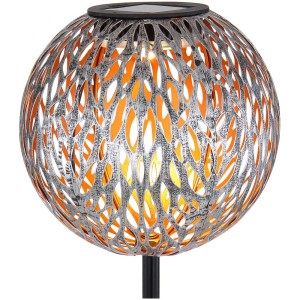 Globo LED solaire rustique avec perforations décoratives, Ø 18 cm, pour le jardin.