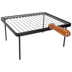 Grille de barbecue rectangulaire Nouvel avec quatre pieds, acier nickelé, 37,5x48cm. Ustensile pour griller en toute sécurité.