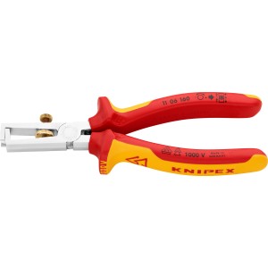 Pinza spelafili Knipex, 160mm, cromata, con manici rosso-gialli. Pinze per spelare cavi.