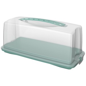 Rotho Kuchenbehälter Fresh Mistletoe Green: Kuchenbox mit transparentem Deckel und grünem Boden.