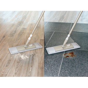 Housse de balai OBI microfibre nettoie sols bois et carrelage de la poussière et des taches. Idéale pour nettoyage humide.