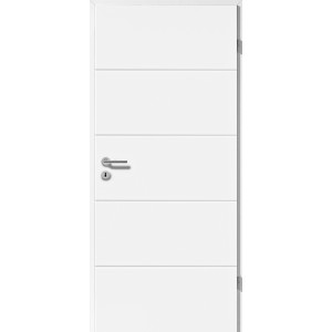 Porta interna bianca Straight Line con linee orizzontali, cerniera a destra, 86x211 cm.