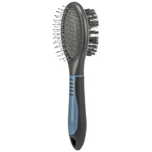 Brosse pour pelage Trixie double face à picots et poils, 6x23 cm, pour l'entretien des chiens.