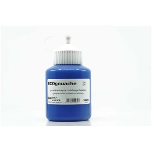 Pébéo peinture affiche Ecogouache Cyan, flacon de 500 ml. Peinture cyan semi-liquide pour papier, carton et toile.