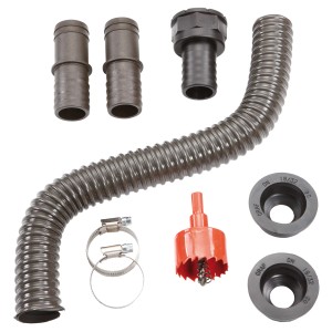 Garantia Flex-Comfort set di collegamento marrone per serbatoi: tubo, trapano, raccordi e fascette.