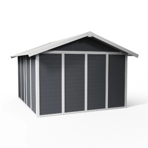 Grosfillex Kunststoff-Gartenhaus Deco Domizil 11 in Dunkelgrau-Weiß, 11 m².
