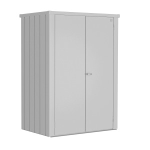 Armoire de terrasse Biohort Romeo, 181x132x87 cm, argent métallisé. Armoire de jardin avec double porte et poignée tournante.