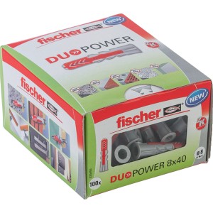 Fischer Tasselli DuoPower 8x40 mm, confezione da 100 pezzi nella confezione originale.
