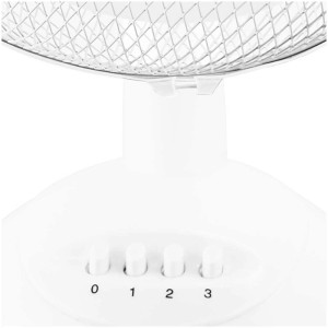 Ventilateur de table blanc Emerio avec 3 vitesses et fonction pivotante.