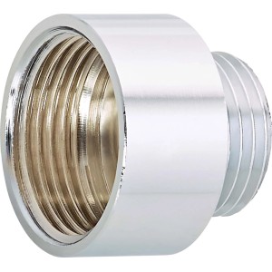 Riduttore filettato in ottone cromato, 21 (R 1/2) x 24,1 mm (R 3/4) per raccordi filettati.