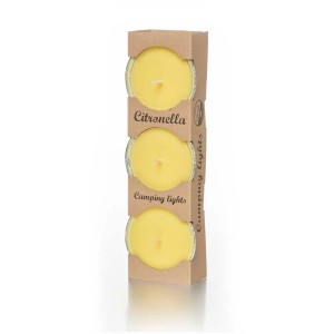 Camping Lights Citronella Jaune, lot de 3 bougies parfumées pour l'extérieur.