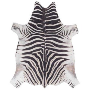 Tappeto in pelliccia sintetica Amarillo Zebra bianco e nero, 77x95 cm.
