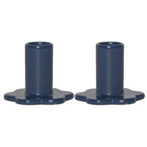 Lot de 2 bougeoirs bleus Star Trading Bloom, 6x7,5 cm.
