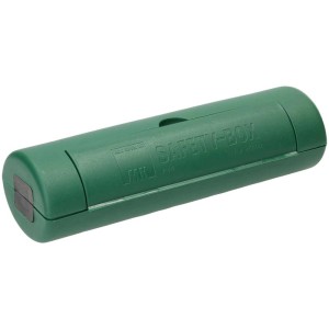 Scatola di sicurezza Stecker-Safe S in plastica verde, lunghezza 20 cm, per distribuzione elettrica esterna.