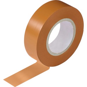 Ruban isolant marron, 15 mm x 10 m, pour installation électrique et marquage.
