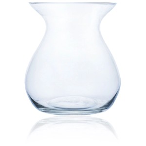 Vaso in vetro trasparente Posy Curved di DecoFinder, Ø 24 x 27 cm, con forma curva.