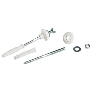 Fixation universelle pour lavabo SingleFix, réglable en hauteur, avec vis, chevilles et écrous.