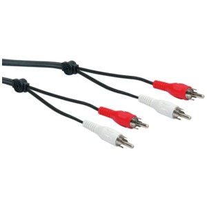 Cavo RCA Schwaiger nero (5 m) per audio stereo con connettori rosso e bianco.