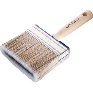 Pennello piatto LUX per verniciatura 120x30 mm con serbatoio, pennello per verniciatura con manico in legno e foro per appenderlo.