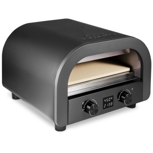 Forno per pizza elettrico Trisa Pizza Mio+ antracite con pietra refrattaria e display digitale.