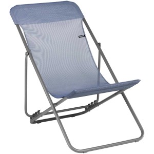 Sedia a sdraio Lafuma Transatube Batyline® Océan II, tessuto blu e struttura grigia.