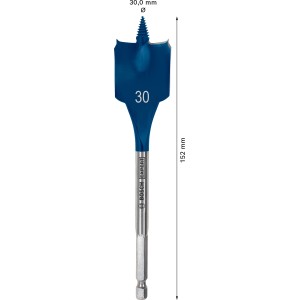 Bosch Flachfräsbohrer Expert Self Cut Speed, Ø 30 mm, blau-silber. Fräsbohrer für schnelles Bohren.