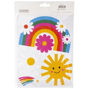I Am Creative Fenstersticker Big Dream mit Regenbogen, Sonne und Blumen auf einem Bogen.