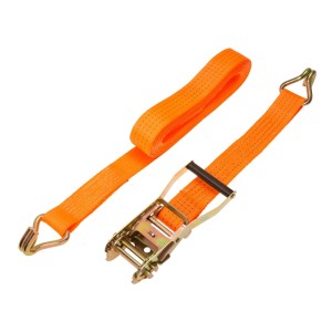 Sangle d'arrimage à cliquet Conacord Pro, orange, 8 m, avec crochets pointus.