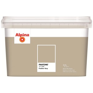 Pittura per interni Alpina Pantone® Feather Gray, 2.5 l, pittura murale opaca in secchio.