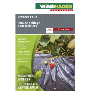 Film pour fraises Windhager, film noir stabilisé UV pour lutter contre les mauvaises herbes au jardin.