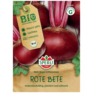 Sperli Betterave 'Rote Kugel 2/Sturoman' graines, qualité bio pour des betteraves robustes et juteuses.