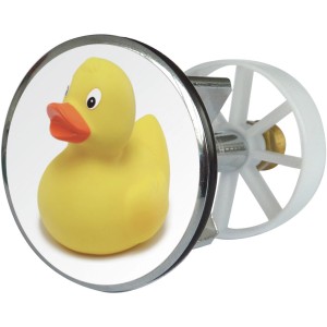 Tappo lavabo con design a forma di anatra, diametro 38 mm, in metallo.