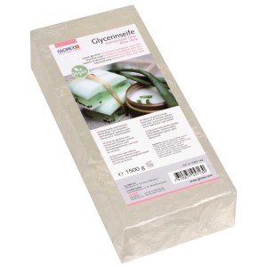 Block transparente Glycerin-Seife Öko Aloe Vera, 1500g, für DIY-Seifenherstellung.