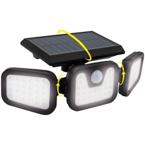 Lampada da parete solare multifunzione Panta Trio con tre pannelli LED e pannello solare.