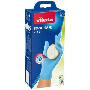 Vileda Food Safe Guanti taglia M/L, 40 pz, guanti monouso in nitrile senza polvere per alimenti.